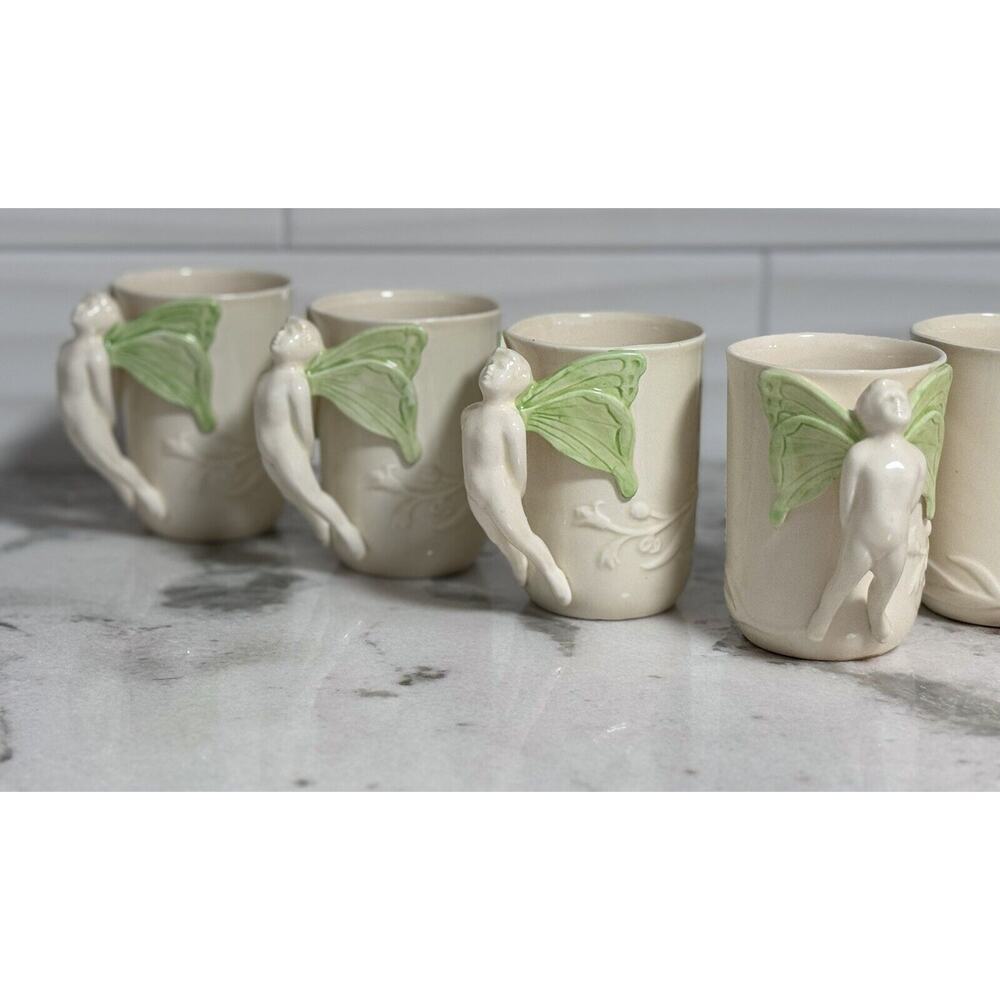 Vtg Vandor Imports 1979 Fairy Nymphs Winged Handle Coffee Cups Mugs Set 7 - Picture 3 of 13
